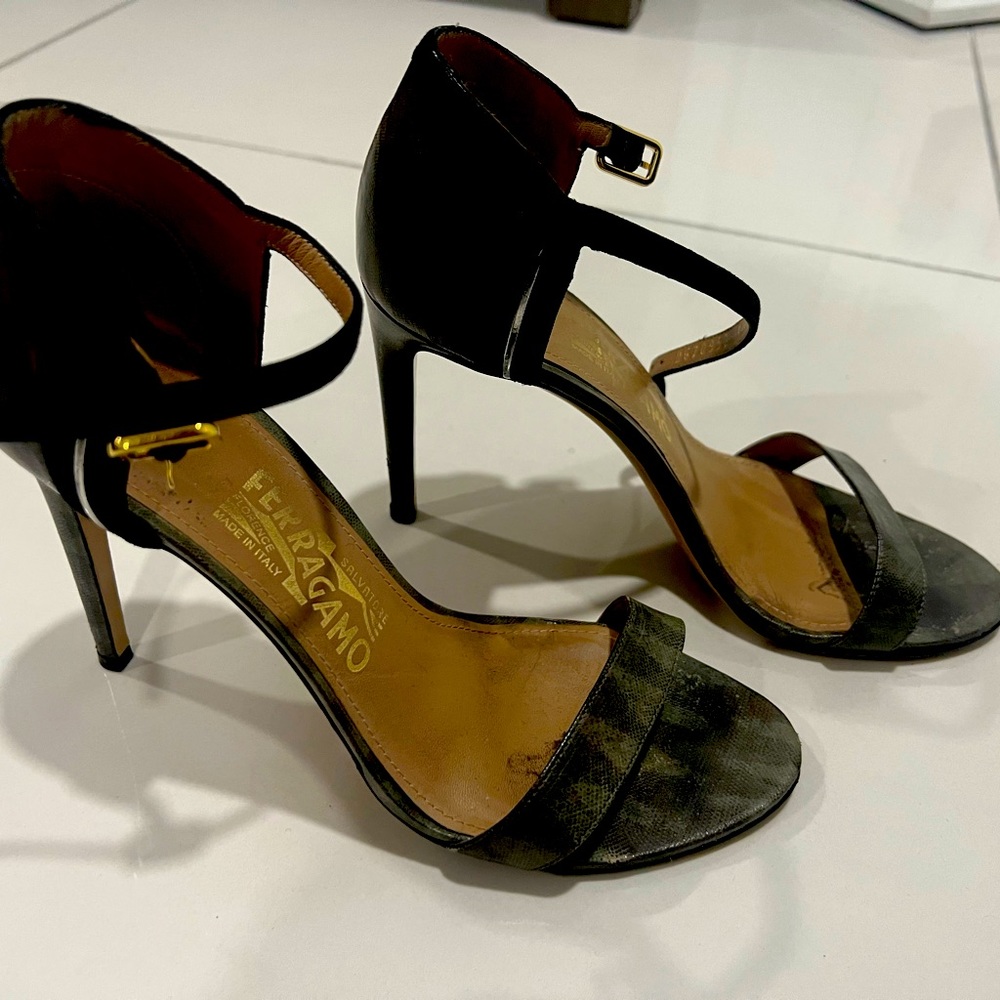 Salvatore Ferragamo sandals high heel good condition.